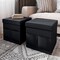 Lavish Home Black Foldable Storage Cube Ottomans with Pockets Livingroom Dorm